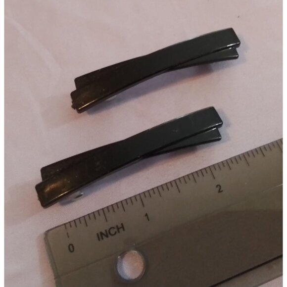 Vintage Black Hair Barrettes Set Of 2 - Classic Design - Picture 3 of 4